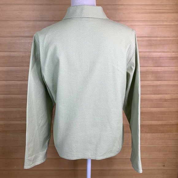 Eileen Fisher Green Textured Long Sleeve Jacket - Picture 7 of 11